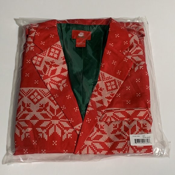 Ugly Christmas Blazer Sport Coat Jacket Snowflake Fair Isle 2 Button Red XL - Picture 4 of 5